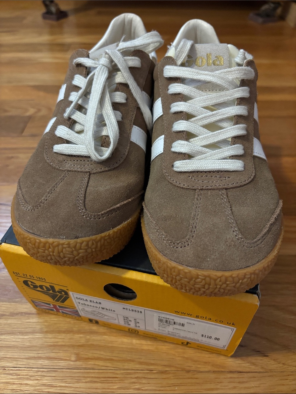 Gola Men's Tan Suede Sneakers with White Stripes